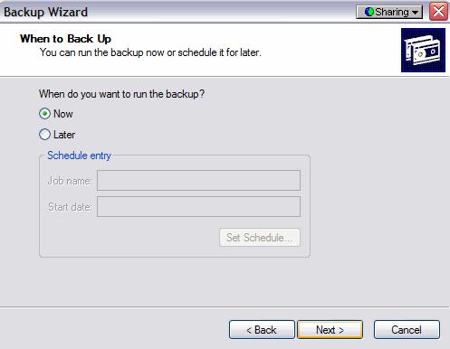 Chapter 5 - Lab/Student Step 12 Click Replace the existing backups, and then click Next. The When to Back Up window appears.