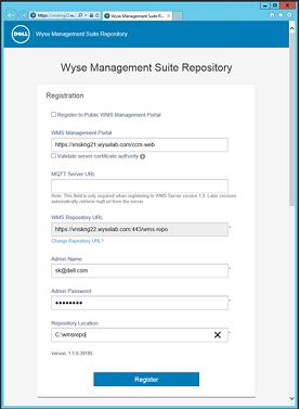 a Wyse Management Suite server URL b MQTT Server URL is optional unless you register with Wyse Management Suite v1.