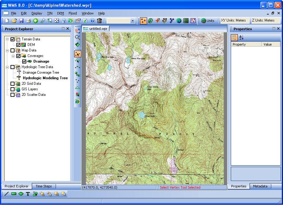 Digitizing a Watershed Images can be used to guide the creation of a drainage coverage. This will result in a scaled representation of the watershed.