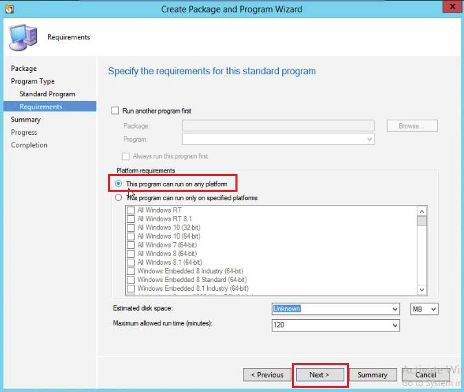 14. In the Requirements tab, select This Program