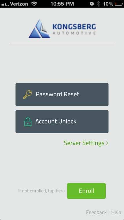Unlocking/Resetting Your Password Once you have enrolled you are now ready to utilize the app to change or unlock your account. Account unlock.