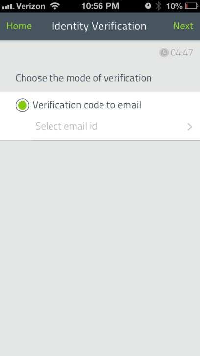 On the next screen select Verification code to email and choose the email you have entered on your enrollment to receive an email containing a validation code to reset/unlock your password, after you