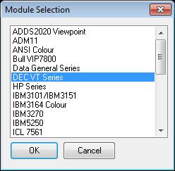 This will display the Module Selection dialog from which a different emulation may be selected as shown in Figure 4.