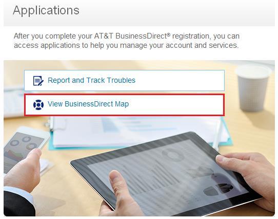 4. View BusinessDirect Map This option provides a graphical view of Managed Router Service status and inventory details.