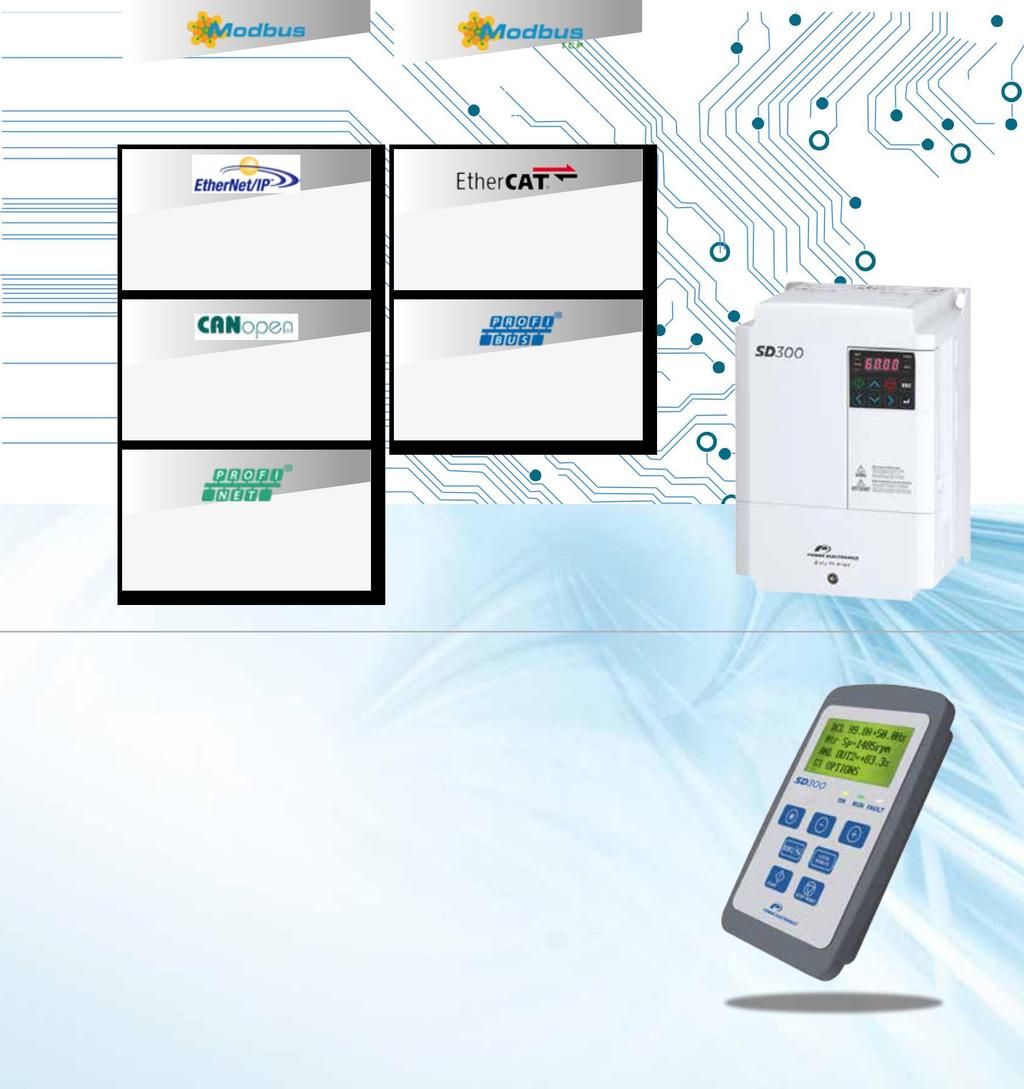 FIELDBUS COMMUNICATIONS The SD300 integrates the most powerful and widely used fieldbus communication protocols used in automation and industry today.
