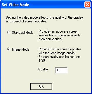 109 Setting Video Mode You can set two types of video mode depending on how you want the mobile device screen to appear and how fast you want the program to run. Standard Mode.