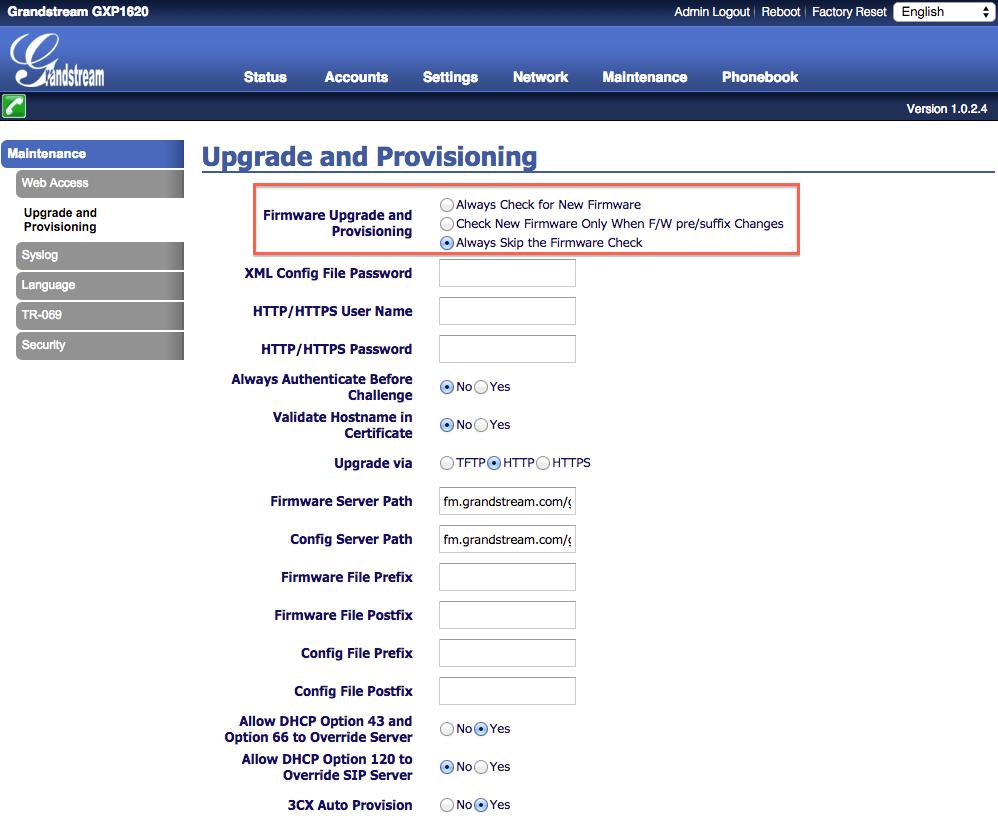 11. Hover cursor over [Maintenance] and click [Upgrade and Provisioning].