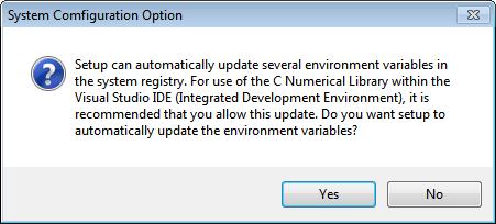 4. Environment variable registration You will be prompted to automatically update environment variables