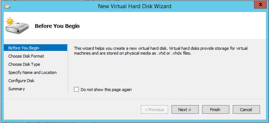 Click New below the Virtual Hard Disk option. The New Virtual Hard Disk wizard opens.