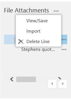 3. Attach supporting documents by clicking on the pick list next to File Attachments on the right side of the screen and selecting Import from the pop-up menu.