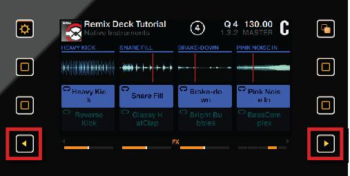 Using Your D2 Getting Advanced Using Performance Modes on Remix Decks 3. Press the left Performance Mode button until the Display reads FX SEND just above the Performance controls. 4.