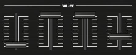 Hardware Reference The Deck 4.5.6 Slot Volume Faders D2 offers a separate volume fader per Remix Slot or Stem Part.