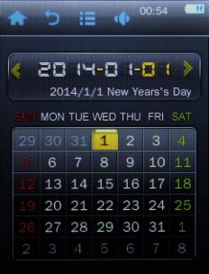 CALENDAR Allows you to view a calendar monthly view. Main Interface Usage Instructions 1.