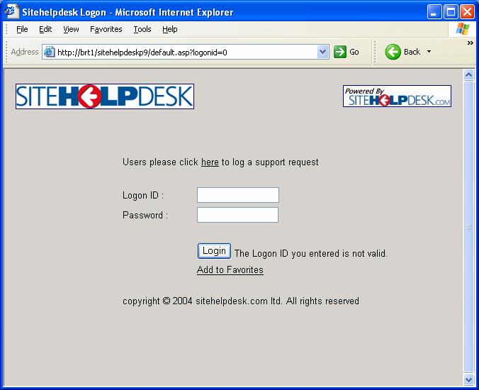2 Accessing the helpdesk The helpdesk is available to operators from any PC on the network that has Internet Explorer installed.