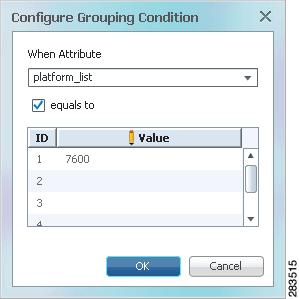 Chapter 3 Figure 3-8 Configure Grouping Condition Dialog Box Enable Field Group Indicates the field groups that will be enabled if the value criteria (equal to or not equal to) are met.