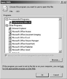 Associate a File Type with an Application Associate a File Type with an Application 1. Open any window where you view folders (for example, choose Start My Computer). 2. Choose Tools Folder Options.