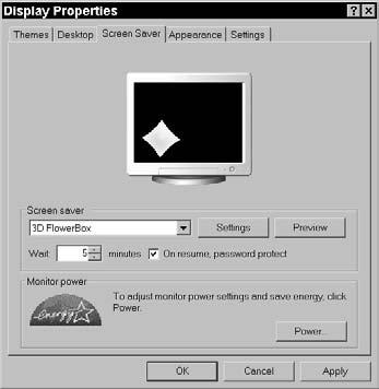Use a Password-Protected Screen Saver Use a Password-Protected Screen Saver 1. Choose Start Control Panel, double-click Display (see Figure 11-3), and select the Screen Saver tab. 2.