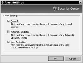 View Your Security Settings in Windows Security Center View Your Security Settings in Windows Security Center 1. Choose Start Control Panel and click the Security Center link. 2.