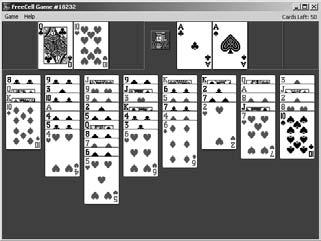 To move a stack of cards, click the column of cards, and then click the column to which you want to move it.