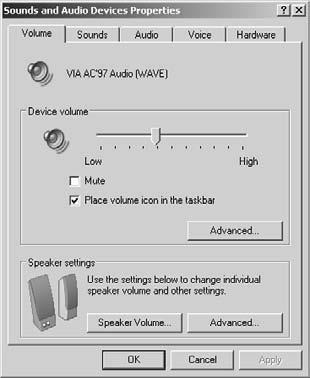 Choose Start Control Panel Sounds and Audio Devices. 3.