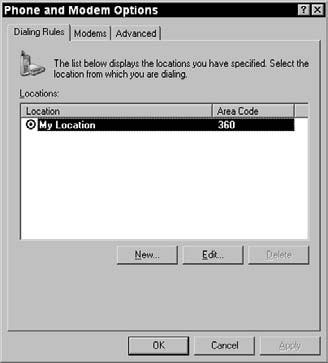 In the Edit Location dialog box, click the Calling Card tab (shown in Figure 19-13). 4. Select an option in the Card Types list box. 5.