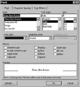 Format Text Format Text 1. Click and drag to select the text that you want to format. 2. Choose Format Font to display the Font dialog box (see Figure 20-8). 3.
