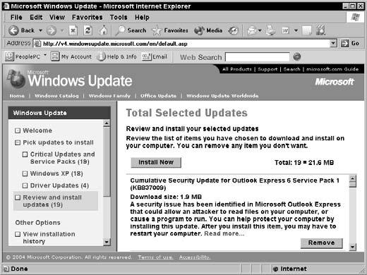 Run Windows Update Run Windows Update 1. Connect to the Internet, and then choose Start All Programs Windows Update. 2.
