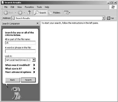 In the resulting window (see Figure 2-6), select any of the criteria and then enter a word or phrase to search by. Click Search. 4.