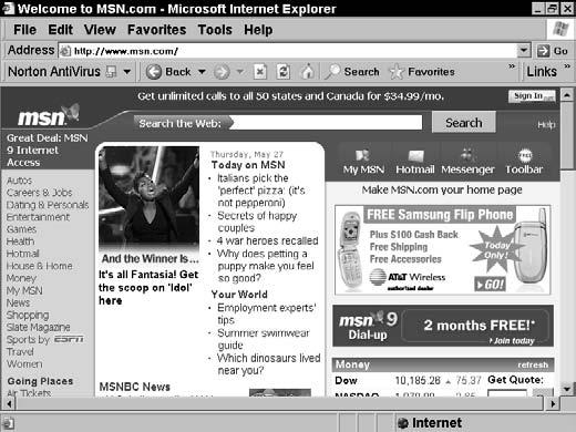 Personalize the Explorer Bar: Choose View Explorer Bar and choose an item from the list that you want to view in the Explorer Bar area on the left side of the IE screen, as shown in Figure 5-14.