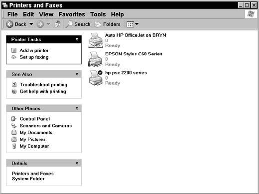 Install a Printer 6. In the resulting Install Printer Software dialog box (see Figure 7-3), select a Manufacturer and then select a Printer.