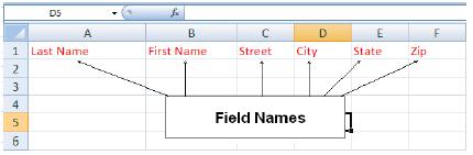 The most important of these patterns is the creation of a header row. Look closely at the image above. How does Excel know that Street is a Field Name and not an Entry?
