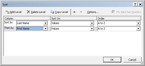2. Custom Sort For expanded or specific Sorting options, select Custom Sort from the Sort/Filter drop down menu in the home tab (Editing group).
