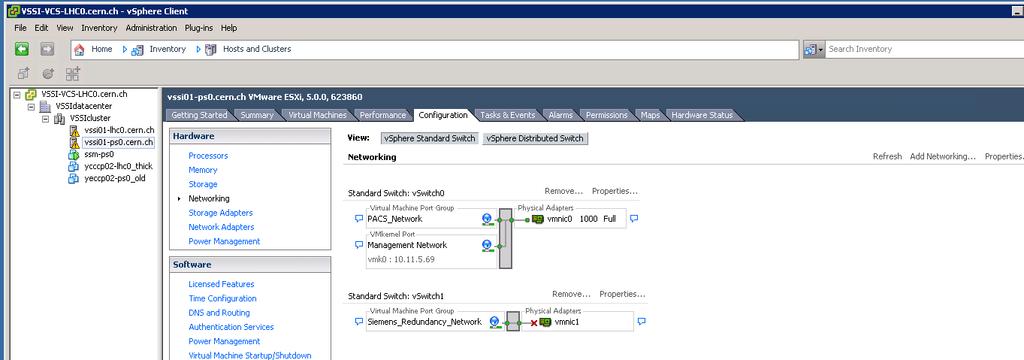 To see the virtual switches or add/edit networks, we must go to the Configuration tab, Hardware section; there