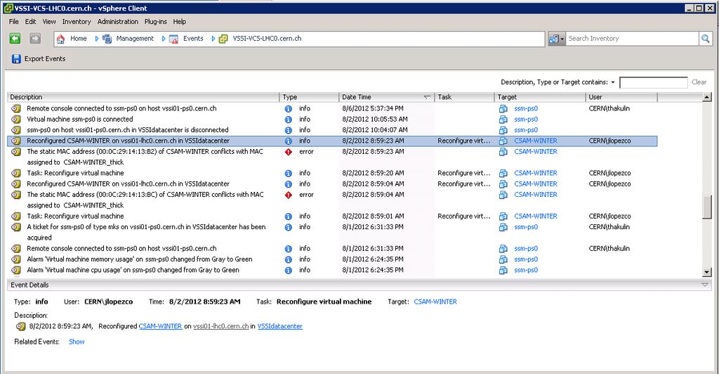 Events vsphere Events and vsphere Alarms must be used