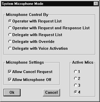 PREPARING FOR A CONFERENCE 3.3 SPECIFYING CONFERENCE PROCEDURES Specifying the microphone operation mode For more general information on microphone operation modes please refer to section 1.