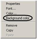 Using the standard color selection menu, select the background color desired for the object. Setting the background color of the object is completed.