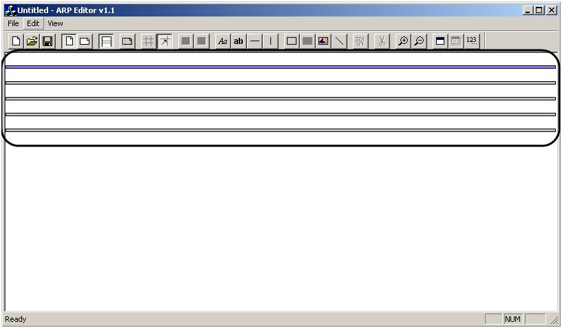 Each section will have its own page. To start editing a section, select it by licking on the dividing line with the left mouse button. The selected section will be highlighted in blue.