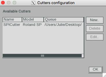 4. In the Cutters Configuration window click on New. 5.