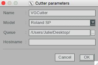 b. Model = Select the cutter model that corresponds with your Roland printer/cutter. i.