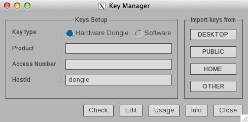 Manager". 8. Set Key type to Hardware Dongle.