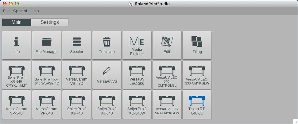 For more detailed information, consult the Rolandprintstudio User s Manual. Configure Printer Drivers Before you can send a print, you must configure the IP address of your printer(s). 1.