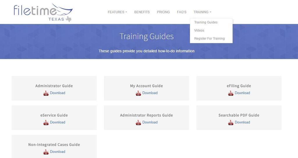 1. Training Videos The Training Guides page (Figure 2-25) enables you to access our Written Guides 2.