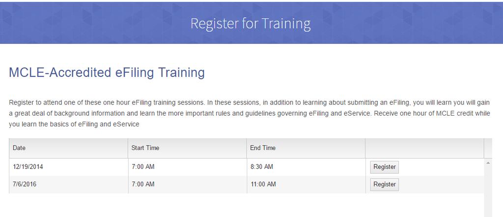 to register to attend one of our live Internetbased, MCLE-accredited training sessions.