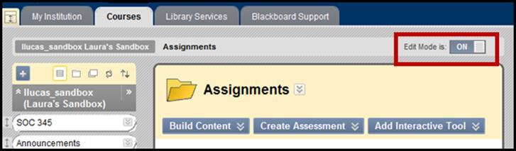 1.2. Editing Controls The following controls appear throughout the Blackboard interface and allow you to manage/edit your content: Click the Action Button next to an item s name to open a dropdown