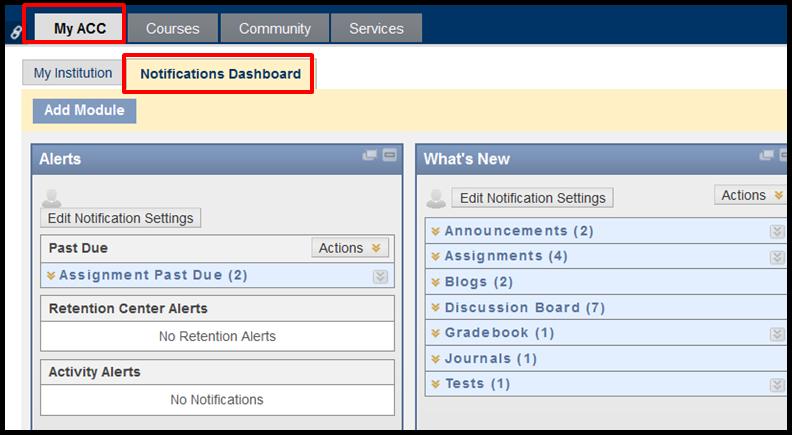 Settings allow users to Edit Notification Settings, which include options for receiving emails regarding notifications and setting up reminders for upcoming due dates.