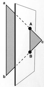 8.6. TRIANGLE CUTTING 113 Figure 8.3: Triangle crossing the plane of another triangle 8.6 Triangle Cutting The only case left is when a triangle crosses the dividing plane as shown in figure 8.
