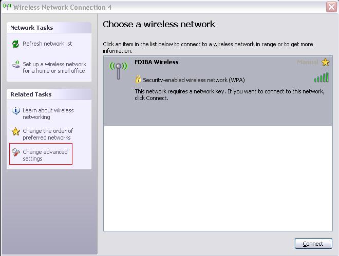 2) Configuration of the Wireless Network Properties 1. Open Network Connections, select your wireless network adapter and choose View Available Wireless Networks.