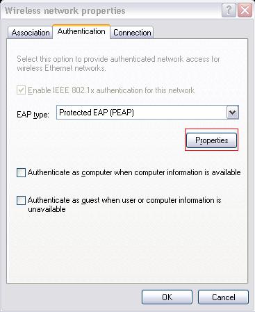 In the Data encryption field, choose TKIP or AES. Choose the Authentication tab. 4.