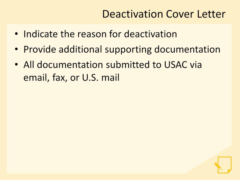 When submitting the SPIN deactivation, we will need to also submit a cover letter indicating the reason for the SPIN deactivation request.
