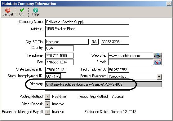 426 - IMK Appendix A: Software Installation Peachtree files can be backed up (saved) to various locations: the company data files default location, a USB drive, external media, or other location.